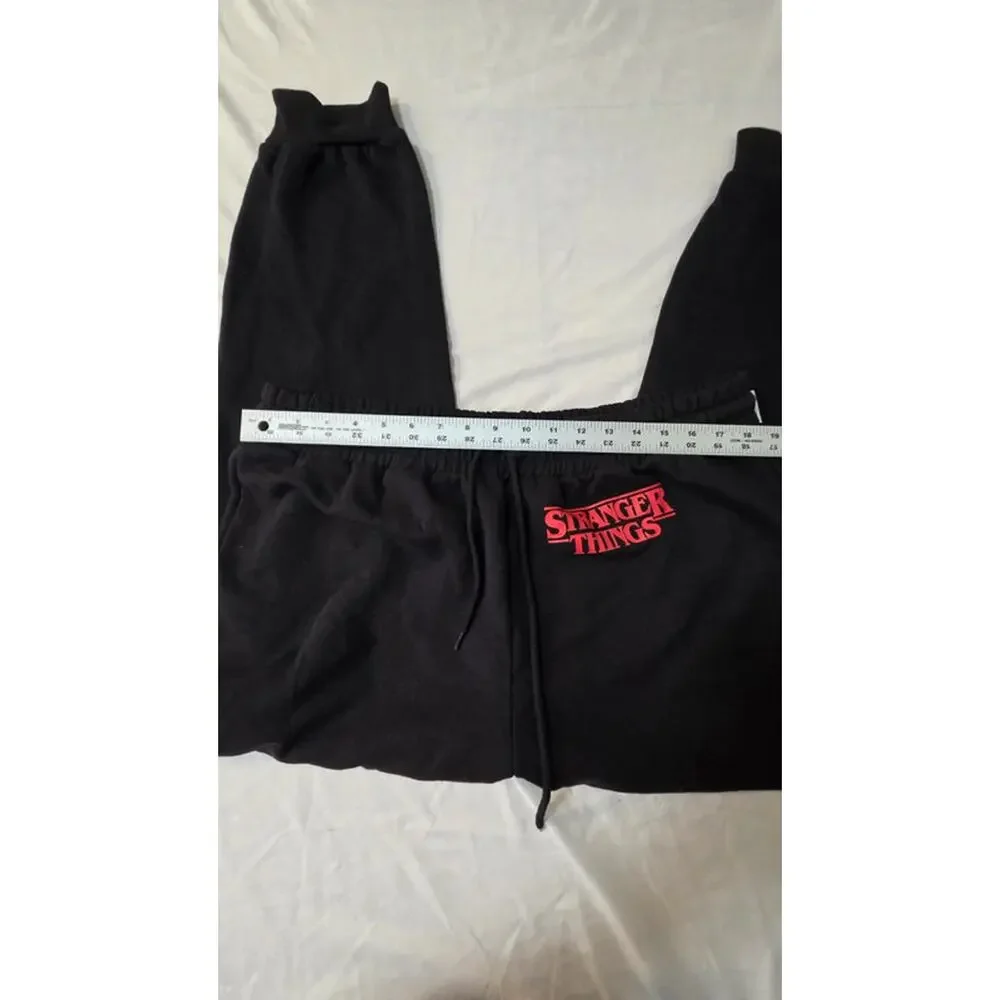 Stranger Things Joggers 1X NWT Black Netflix Sweatpants Logo Lounge